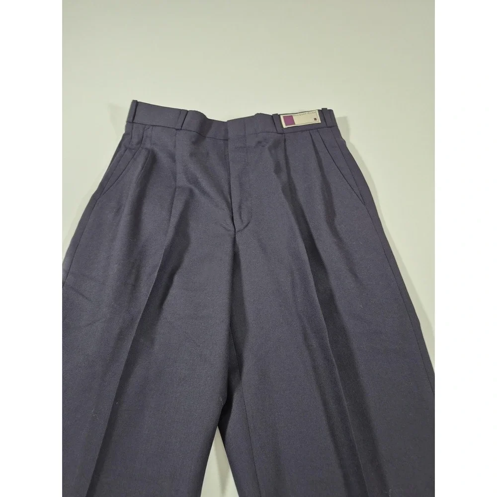 VTG Racquet Club Wool Dress Pants Men's 30x36 Blue Pleated Straight Unhemmed
